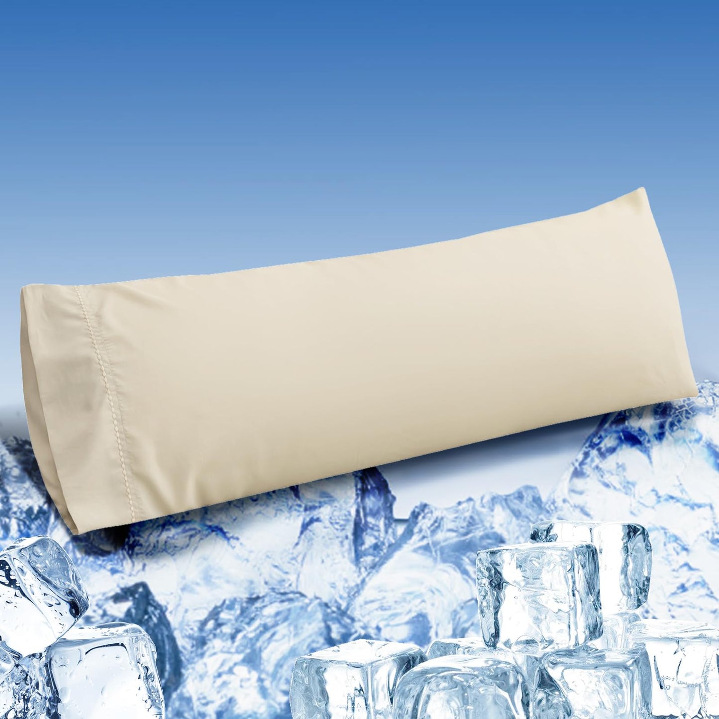 LOVSTOY Cooling Pillow Cases Body Size, Breathable Cool Pillowcases for Hair Skin and Hot Sleepers, Soft Silky Summer Pillow Cover with Envelope Closure, Desert Yellow, 20"x54"