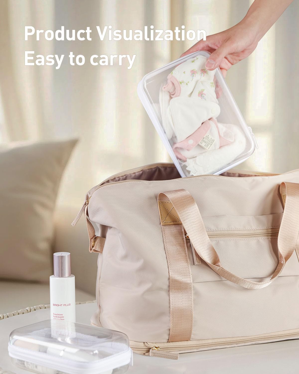 3PCS Clear Hard Shell Zipper Case,Portable Cosmetic Bag with Zipper, Diaper Bag Organizing Pouches, Kid's Toy Storage Organizer Bins,Hard Plastic Case,Clear Bags for Organizing