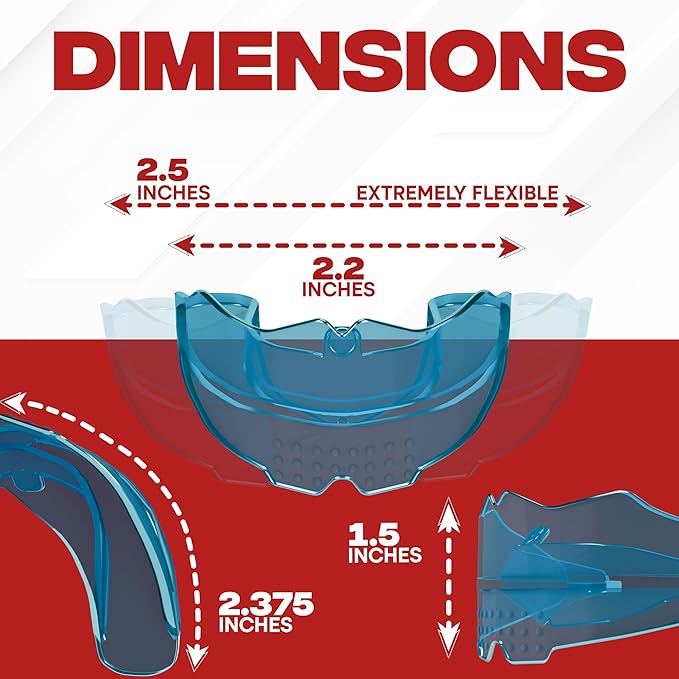 SafeGrin Blue Mouth Guard for Braces for Sports - Premium Silicone Teens & Youth Upper & Lower Teeth Protection for Sports - Football, Lacrosse, Hockey, Baseball