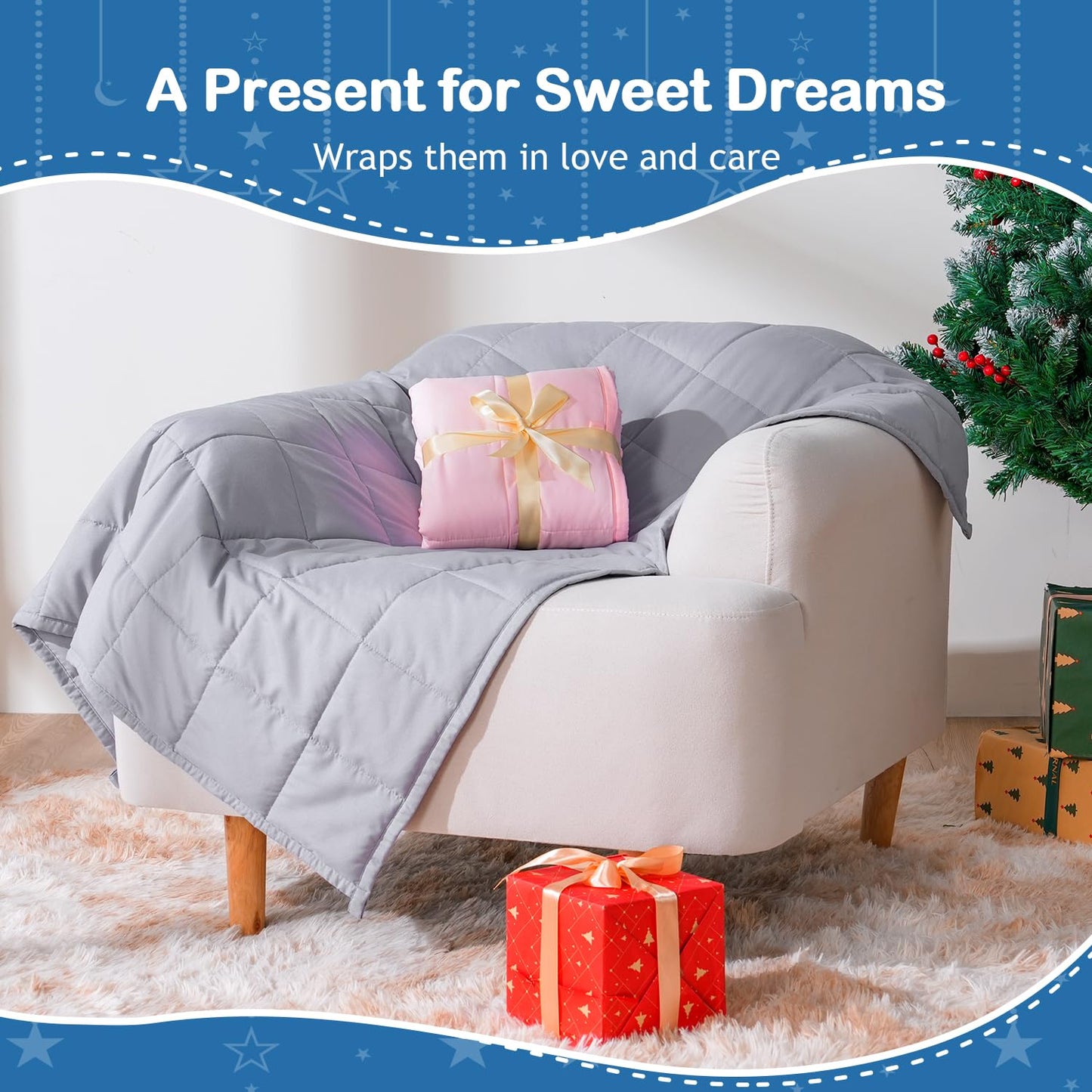 Kivik Weighted Blanket 3 lbs, Small Weighted Blanket 3 Pounds, Mini Heavy Blanket Thorw, Breathable Cooling & Warm Blankets, Machine Washable, 36x48 Inches Grey