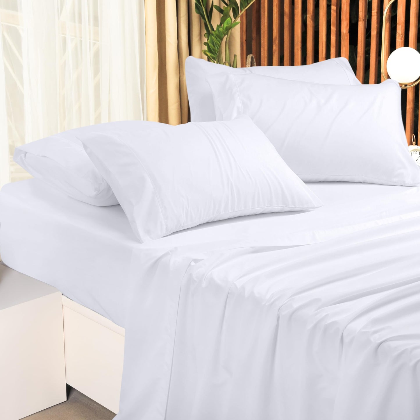 Utopia Bedding Queen Sheet Set – 4 Piece Bed Sheets for Queen Size Bed, Soft and Breathable Microfiber, Includes 1 Fitted Sheet, 1 Flat Sheet and 2 Pillowcases (White)