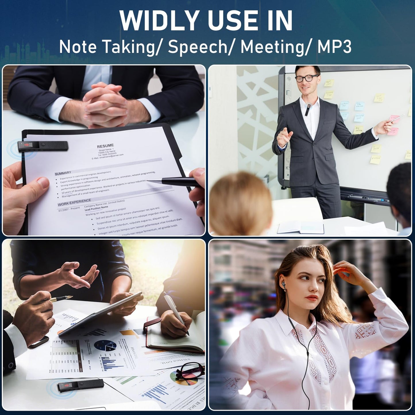 WearHome 64GB Digital Voice Recorder - Bluetooth Playback, 3072KBPS Voice Activation, Password Protection - Ideal for Lectures, Meetings, Interviews.