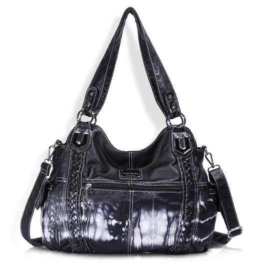 Angel Barcelo Women Handbags Ladies Purse CrossBody Shoulder Bag Designer Tie Dye Satchel Fashion Totes for Girl Black