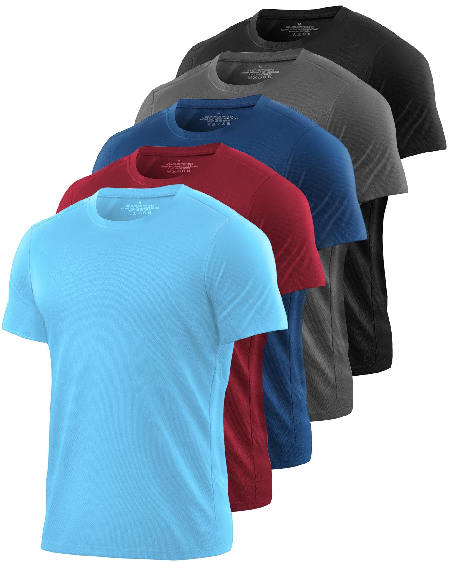 5 Pack Mesh Workout Shirts for Men Dry Fit Gym Shirts Quick Dry Athletic Short Sleeve T-Shirt Moisture Wicking