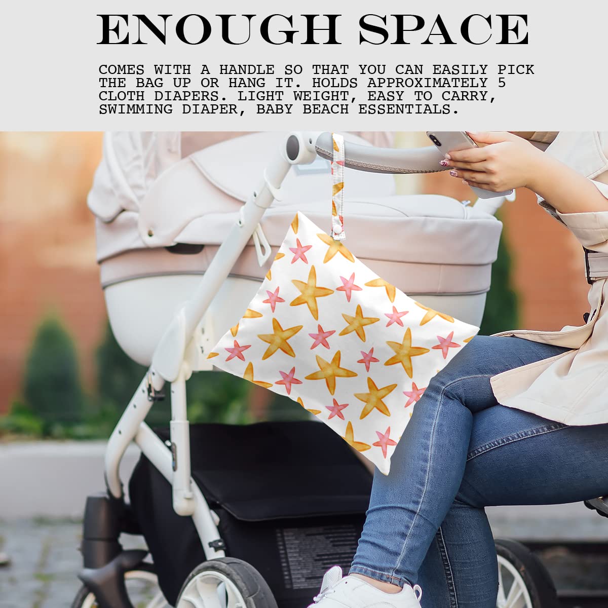 zcyxuuw Wet Dry Bag, Wet Bag for Swimsuit, Travel, Beach, Pool, Diapers, Dirty Yoga Gym Clothes, Makeup Bag, Beach Wedding Supplies, Waterproof Reusable Shell Pearl Starfish Whale