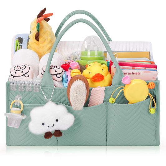 Skycase Large Diaper Caddy Organizer, Baby Organizers and Storage for Newborn Essentials Must Haves, Nursery Storage Basket for Baby Shower Gifts, Baby Registry Search for Boy or Girl - Green