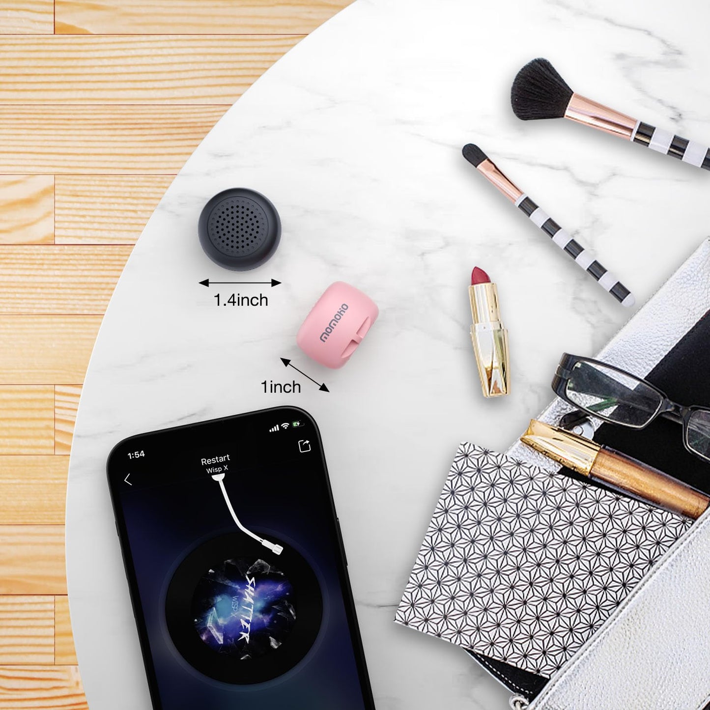 MOMOHO Mini Bluetooth Speaker, Tiny Gifts with TWS Pairing, Small Bluetooth Speaker for Outdoor and Indoor, Built-in Mic(Black)