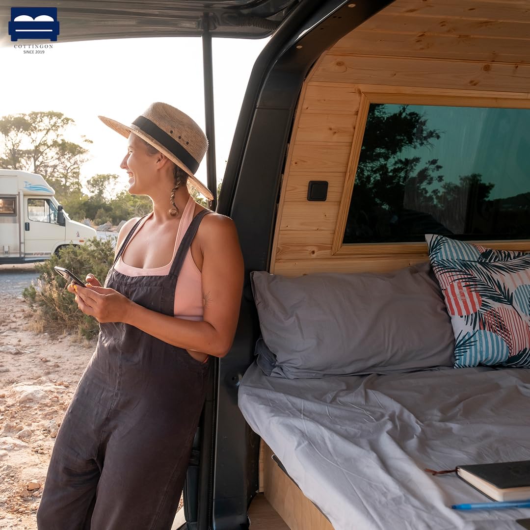 RV King Sheet Set - 4 Piece Cotton Bedding Set, Fits Up to 15" Deep Mattress, RV King 72" x 80", Dark Grey Solid