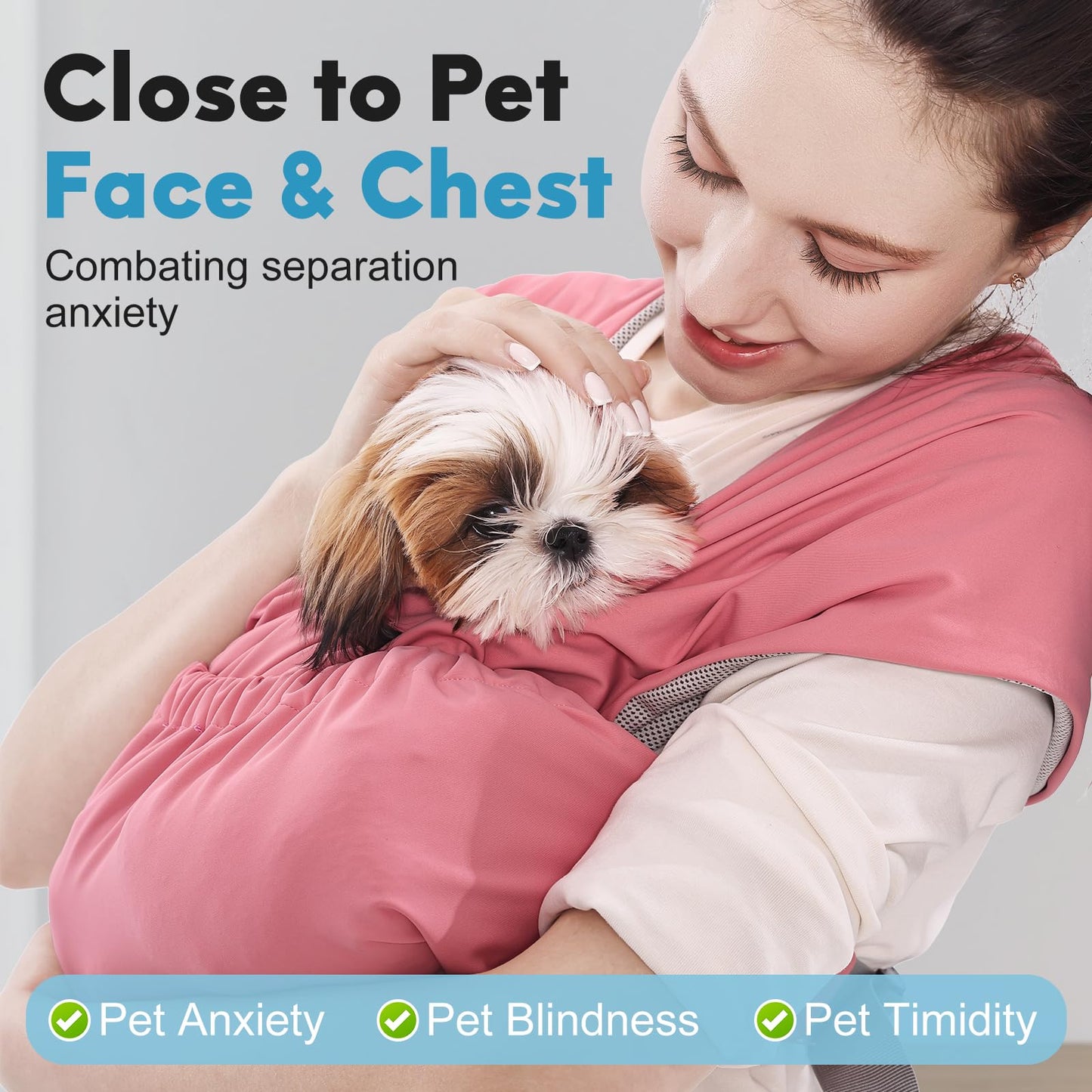 Supet Dog Sling Carrier for Small Pets, Hands Free Front Cat Sling, Reducing Back Neck Pain Anti-Anxiety, Adjustable Soft Carrying