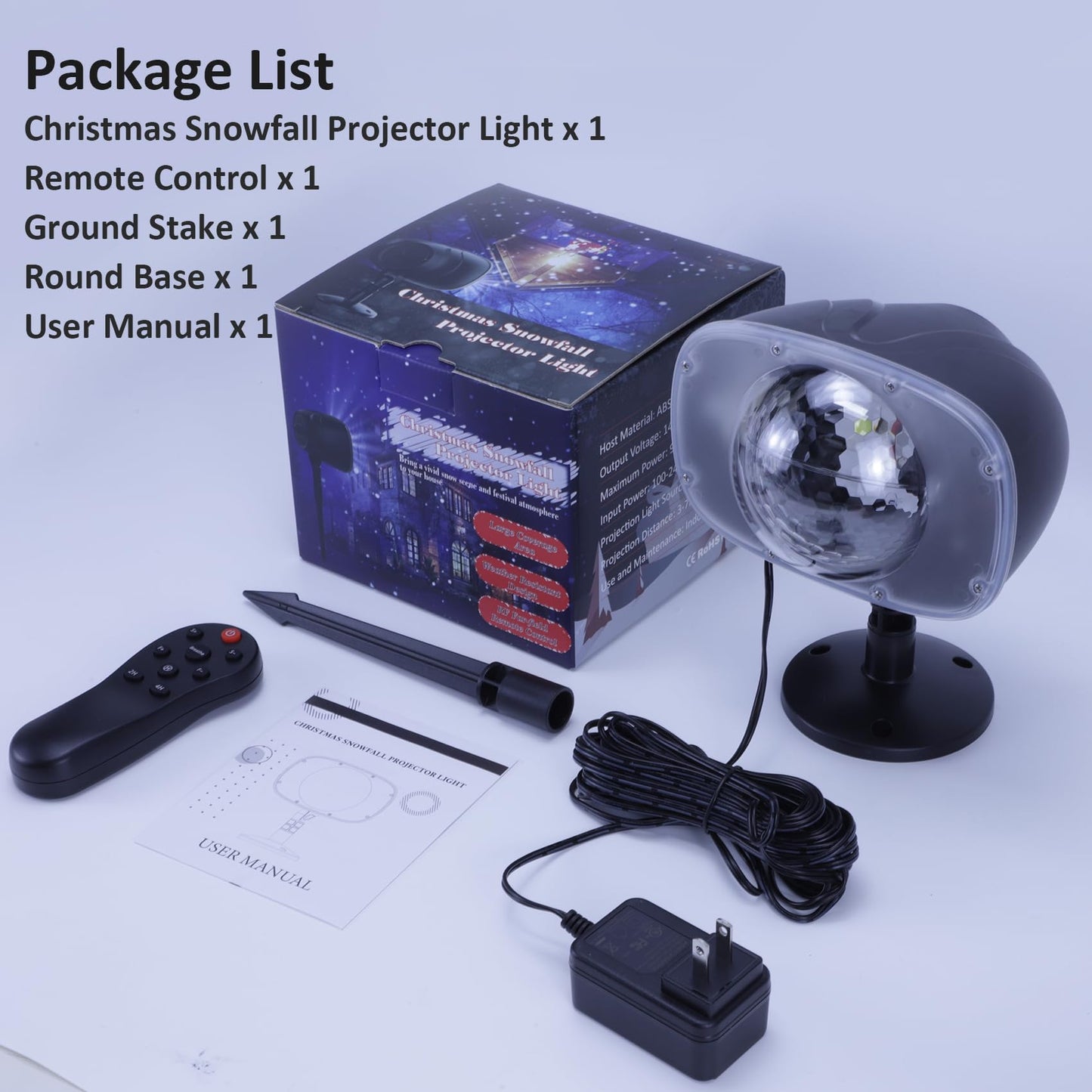 Christmas Snowfall Projector Lights,FLEVO LED Light Projector,Outdoor Holiday Lights with Clear Rotating Snow Falling Lamp for Halloween Xmas Party Garden Landscape Decoration