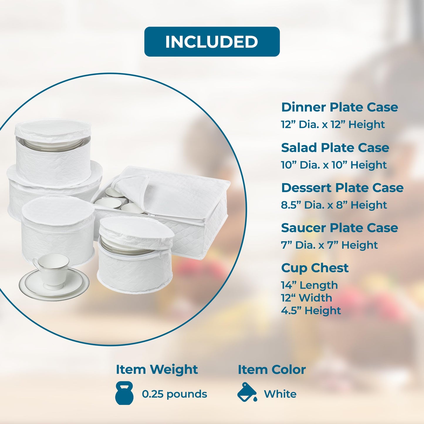 Honey-Can-Do Dinnerware Storage Containers Set, Perfect for Dish Storage, China Storage, and Cup Storage, Quilted Containers To Keep Your Heirlooms and Fine China Protected and Organized, 5-Piece Set