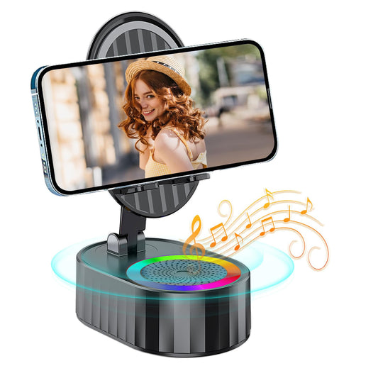 Cell Phone Stand with Wireless Bluetooth Speaker,Induction Speaker HD Surround Sound for Home and Outdoor,Compatible with iPhone/ipad/Samsung Galaxy