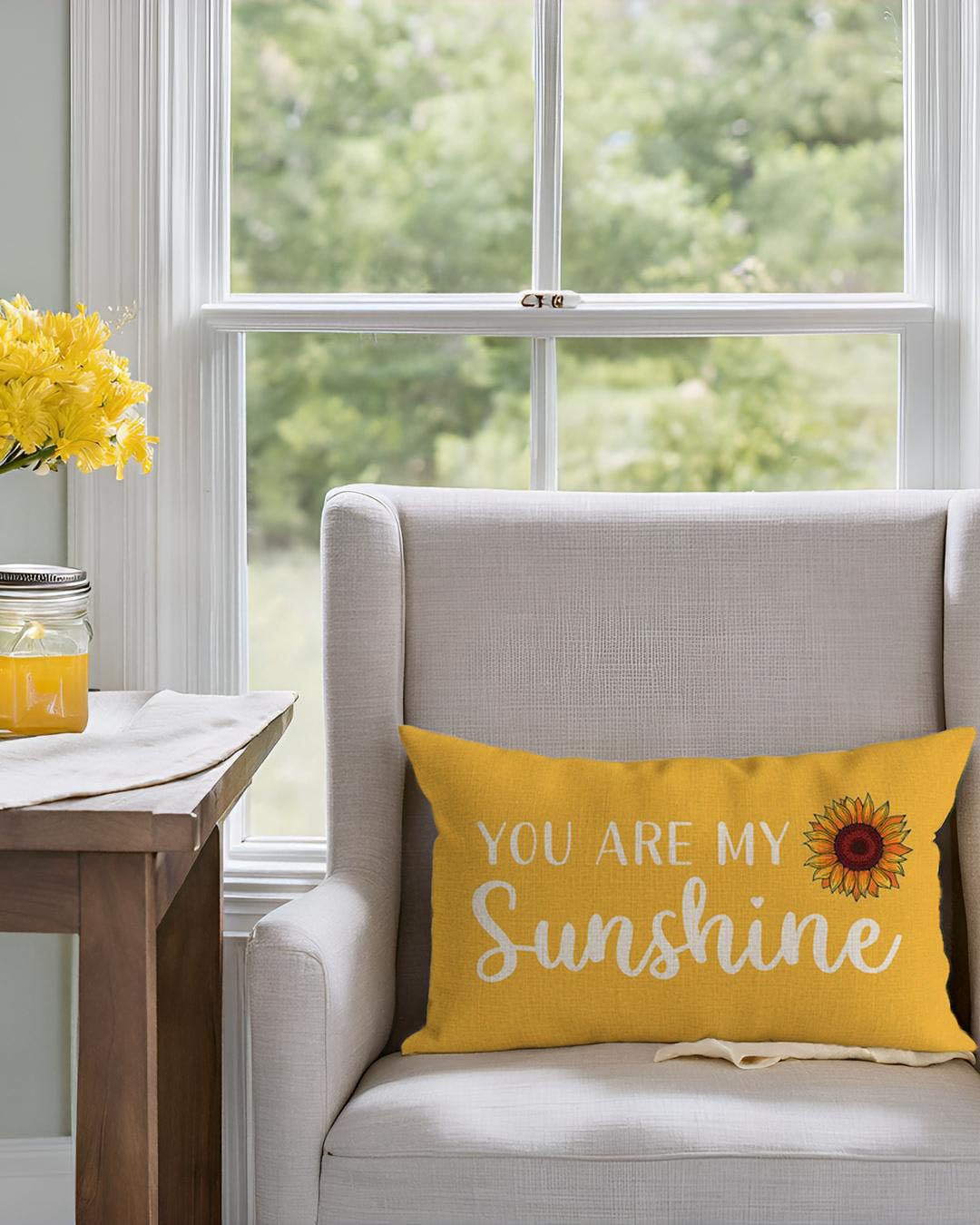 PANDICORN You are My Sunshine Throw Pillow Cover 12x20 Inch Sunflower Yellow Outdoor Spring Summer Farmhouse Decorations Lumbar Decorative Cushion Case for Home Living Room Bedroom Sofa Couch Decor