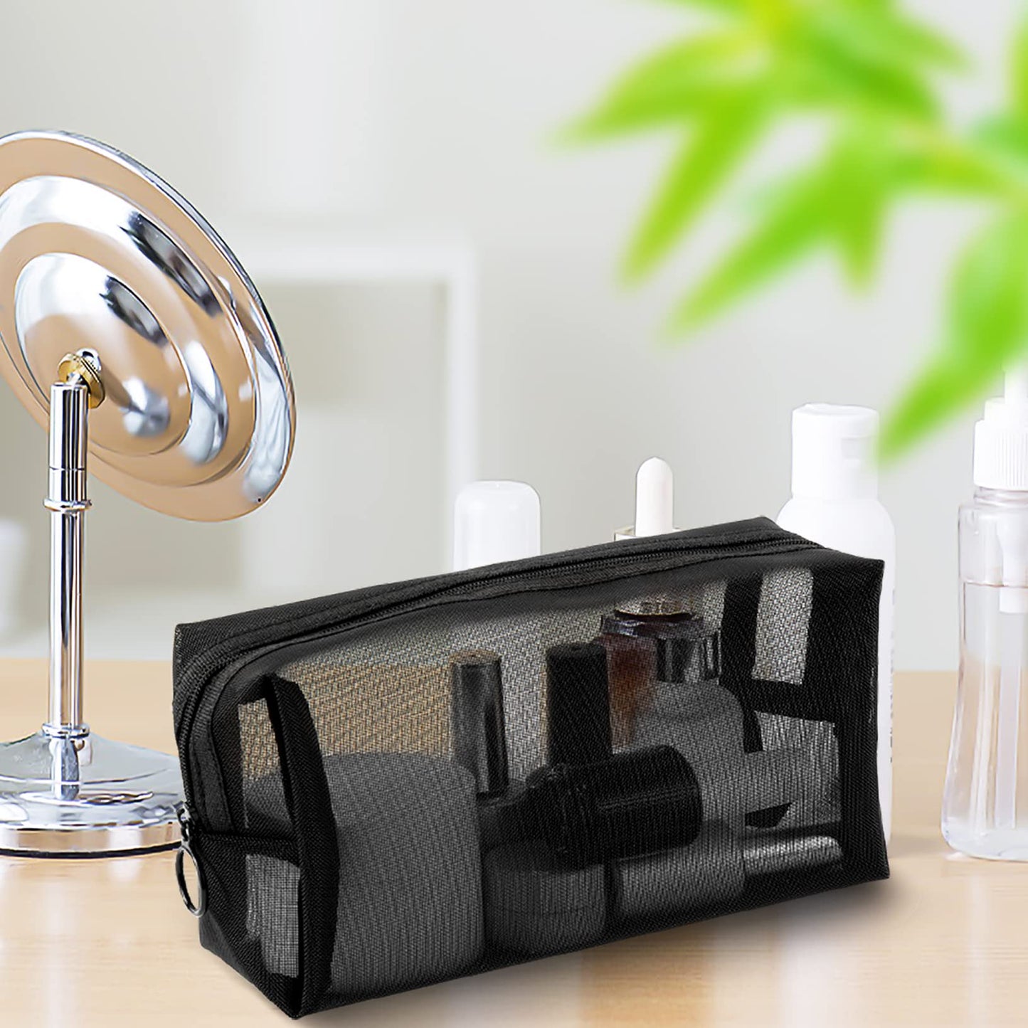 Unoutur pouch,Mesh Cosmetic Bag Portable Makeup Pouch Travel Toiletry Bag for Makeup Organizer Home Office Travel Accessories,6 Pieces Mesh Makeu