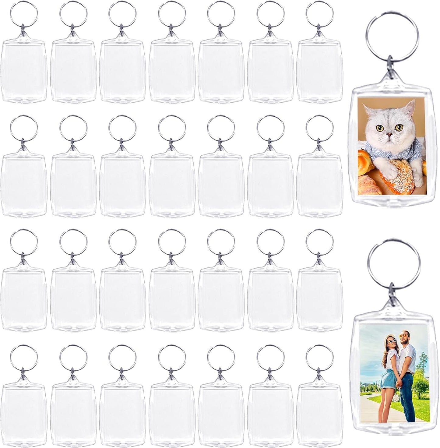 30 pcs Acrylic Photo Frame Keyring,2.16 x 1.5 Inch/5.5 x 4 cm Personalized Keychains,Clear Picture Keychain as Gift,Suit for Artwork