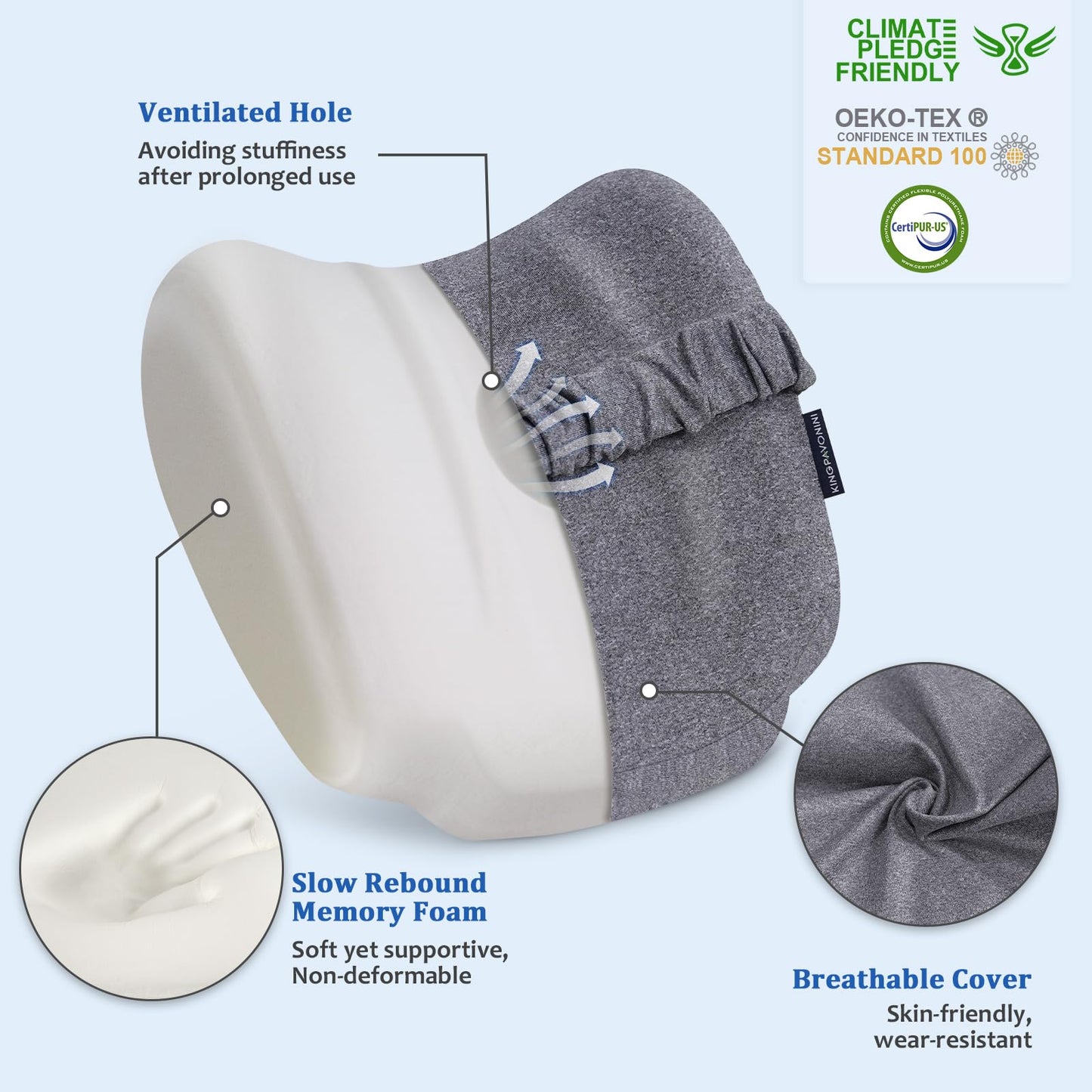 KingPavonini Cooling Knee Pillow for Side Sleepers Hip Pain, Memory Foam Leg Pillow for Side Sleeping with Strap, Ergonomic Hip Pillow for Spine Aligning, Back/Knee Pain, Sciatica, Pregnancy