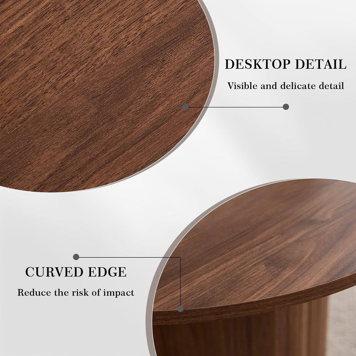 iQunLeo Small Round Coffee Table Set of 2, Wood Finish Nesting Coffee Tables, Boho Circle Side Table for Living Room (φ27.6 Large Short + φ15.8 Small Tall)