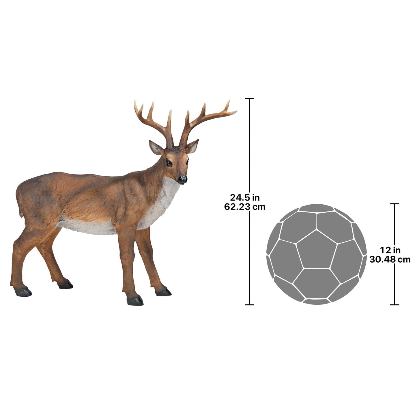 Design Toscano Big Rack Deer Buck Indoor/Outdoor Garden Decoy Animal Statue, 28 Inch Long, 24 Inch Tall, Cast Stone Resin, Brown Finish