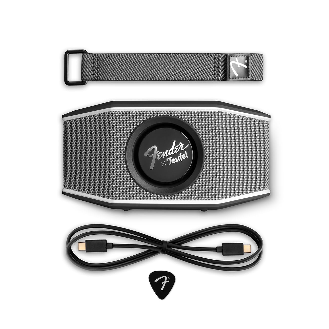 Fender x Teufel ROCKSTER GO 2 Portable Bluetooth Speaker – Powerful Sound, Rugged, Waterproof, 28 Hour Battery, Carrying Strap for Outdoors and Travel