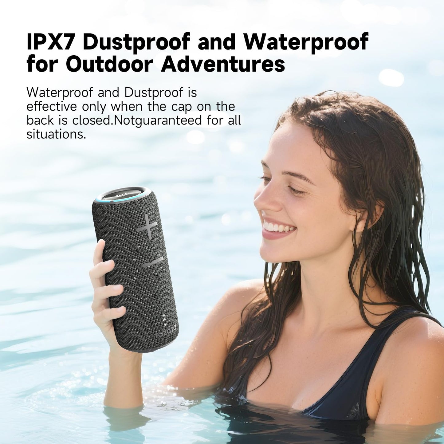 TAZATA Portable Bluetooth Speaker, 30W 360° Surround Sound IPX7 Waterproof Wireless Golf Speakers,Outdoor Loud TWS Speaker,for Beach,Party,Camping Gift,8H Playtime