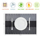 GIVERARE Placemats Set of 4, Heat-Resistant Woven Vinyl Placemat, Non-Slip Washable PVC Table Mat, Easy to Clean Premium Plastic Mats for Dining, Kitchen Table (Black+Gray)