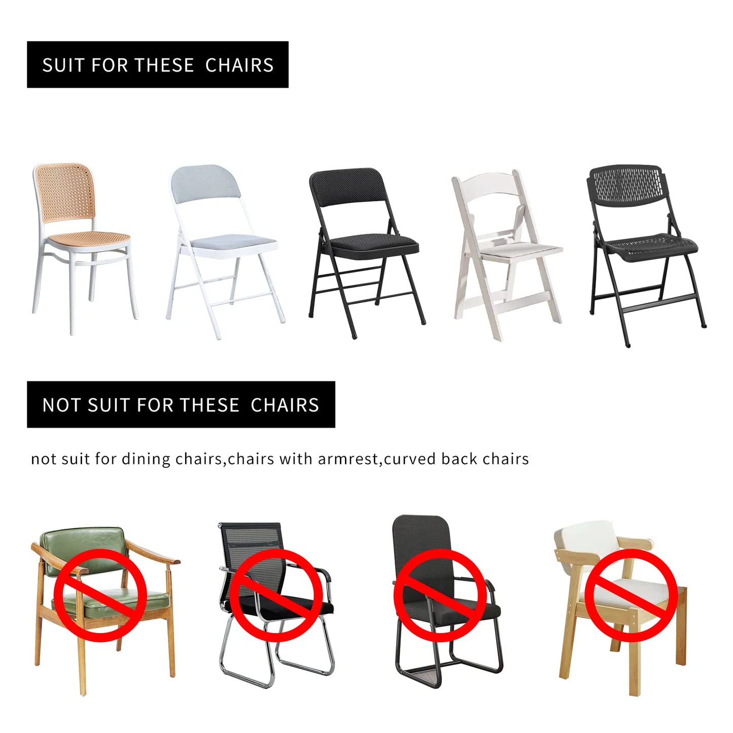 HAINARverS Folding Chair Covers for Wedding, 10pcs Stretch Spandex Washable Fabric Chair Cover, Decoration Chair Cover for Wedding, Party, Banquet, Birthday, Conference, Event(White, 10 PCS)