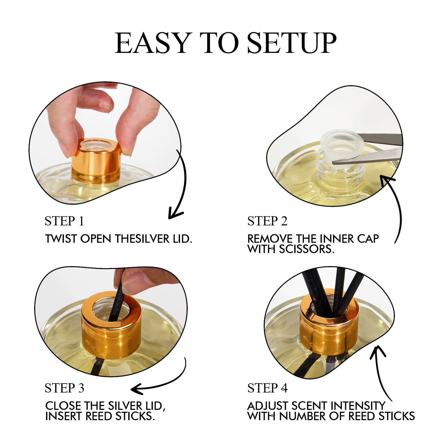 Reed Diffuser Set, 6.7oz(200ml) Fresh Scented Diffuser for Home with 6 Sticks,Home Fragrance Scent Essential Oil Stick Diffuser for Bathroom Shelf Decor