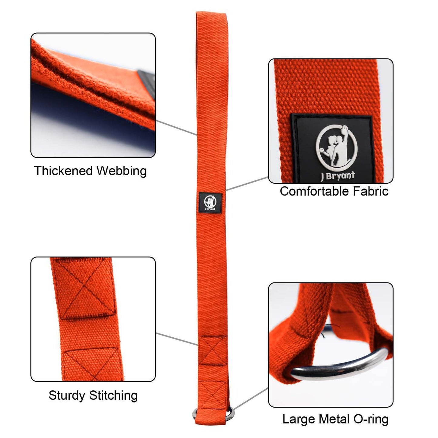 J Bryant Arm Wrestling Training Strap Belt Hand Grip- Ideal for Wrist Forearm and Biceps Workouts Multifunctional Home Gym Fitness Equipment Compatible with 1 inch and 2 inches Barbell Plates (Orange)