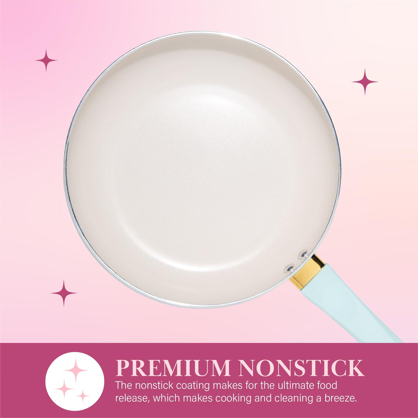 Paris Hilton Epic Nonstick Pots and Pans Set, Multi-layer Nonstick Coating, Tempered Glass Lids, Soft Touch, Stay Cool Handles, Made without PFOA, Dishwasher Safe Cookware Set, 12-Piece, Aqua