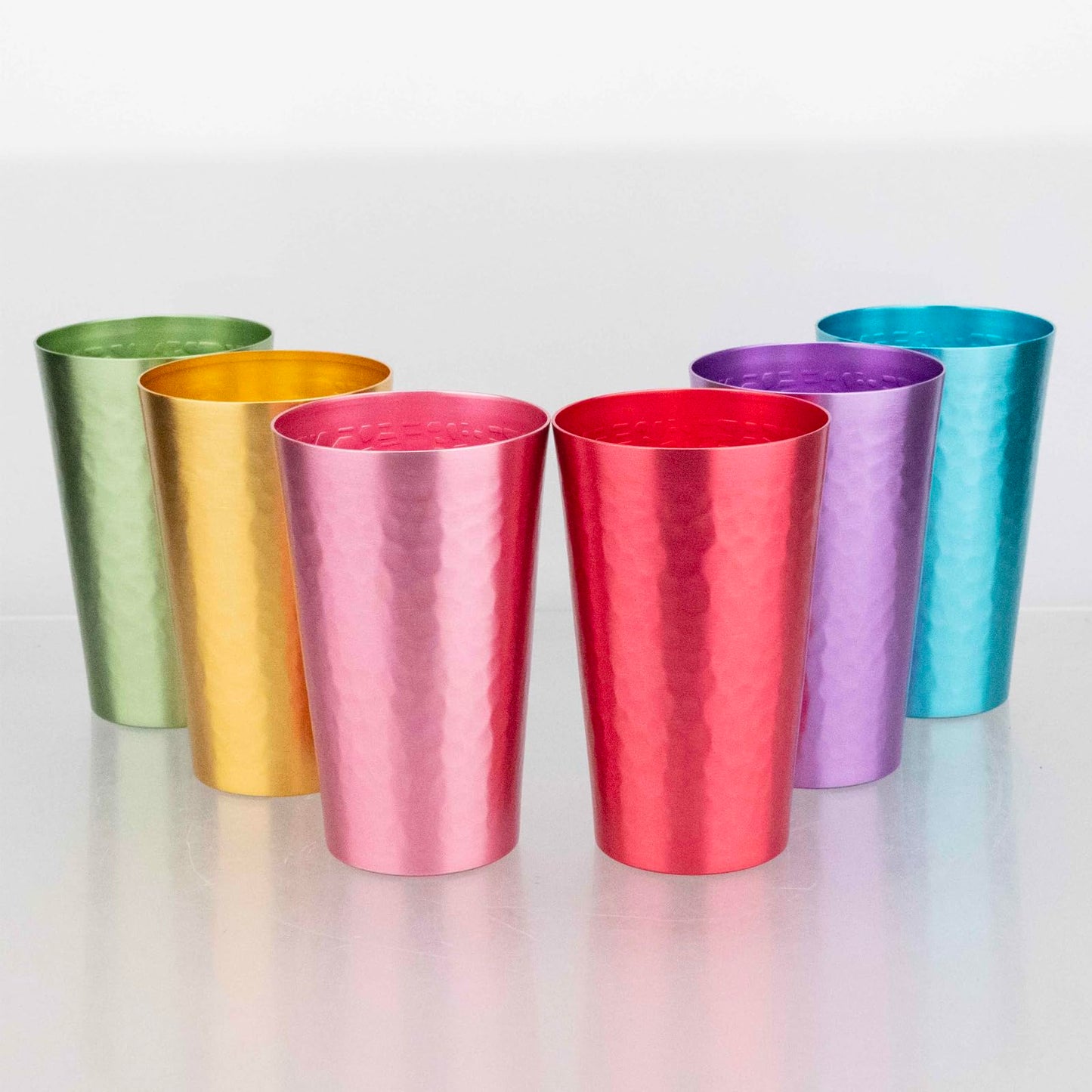 TJ Aluminum Metal Cups, Metal Anodized Multi-Colored Red, Purple, Pink, Blue, Green, Gold Party Cup Set, Aluminum Drinking Cups, Set of 6, 15 oz
