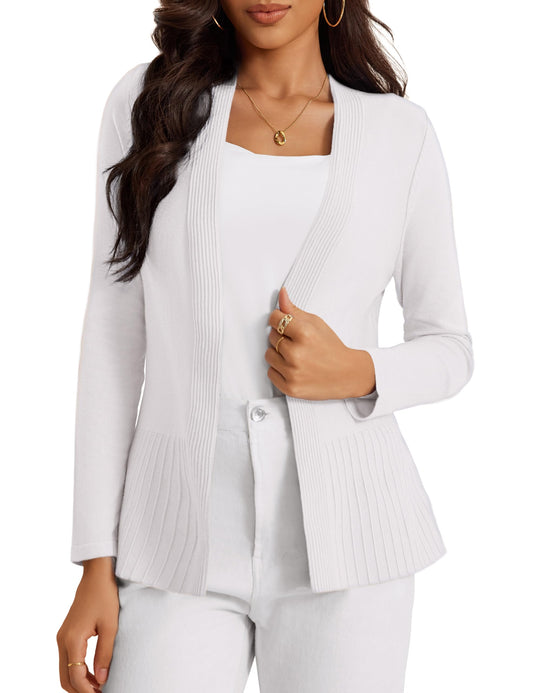 Suéter casual con frente abierto para mujer, cárdigan de punto acanalado de manga larga