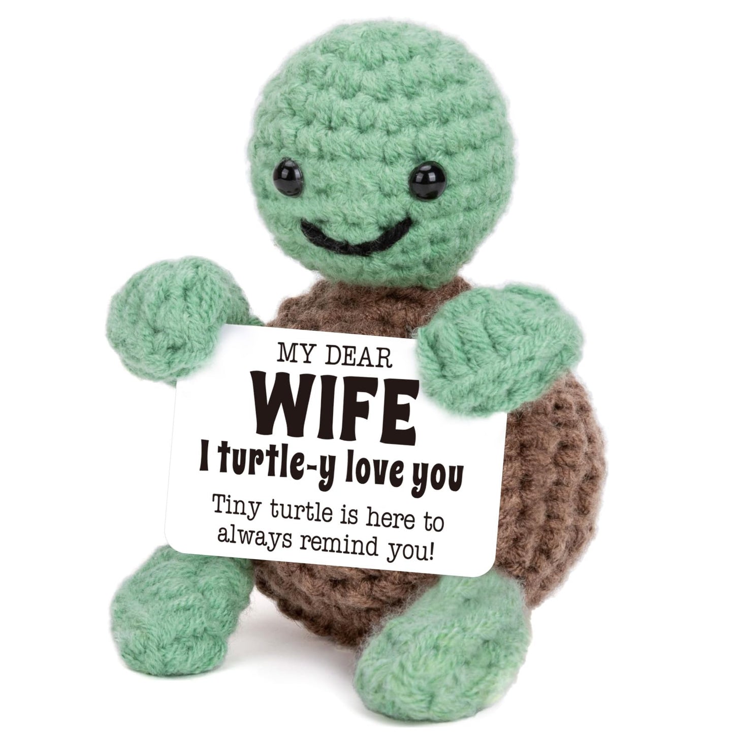 Mini Funny Turtle Fathers Day Dad Gifts from Daughter Son Wife, Birthday Gifts for Dad Father Daddy Presents, I Love You Small Cute Stuff Things, Handmade Emotional Positive Crochet Turtle