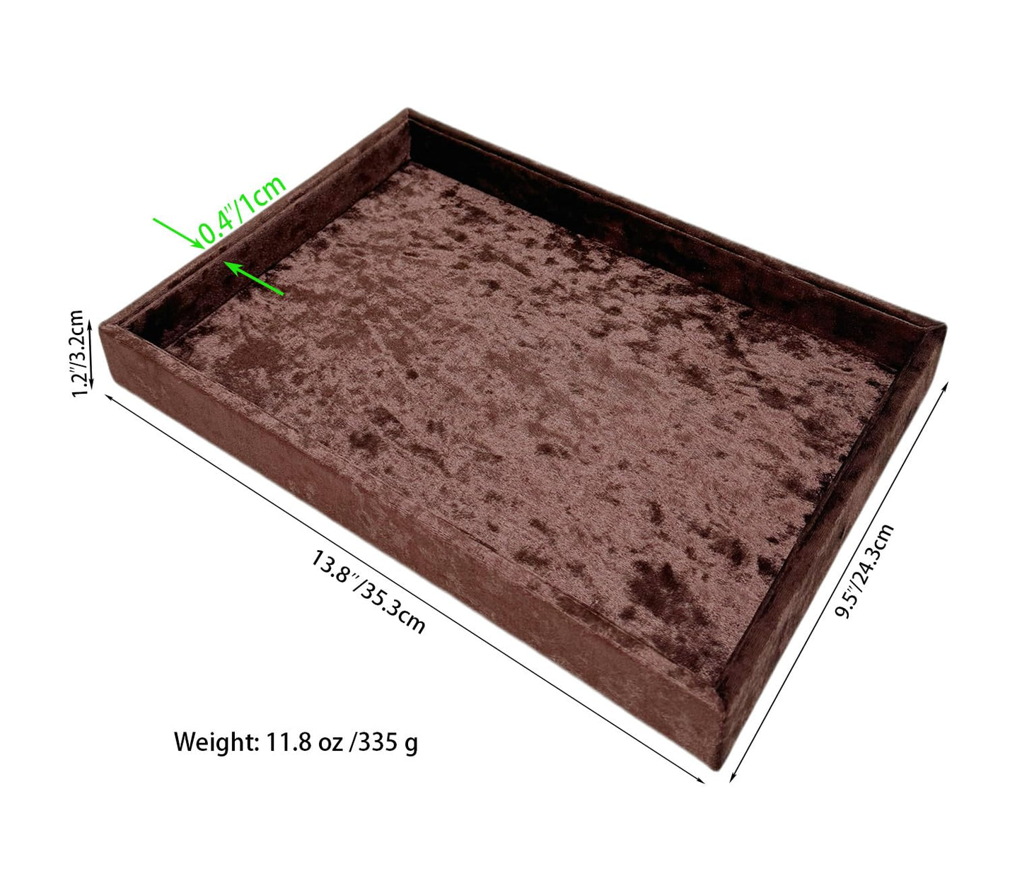 AgentMoon Luxury Jewelry Storage Tray,Noble Retail Goods Display Tray,Bedside Organizer for Remote Controller iPhone Eyeglasses.Original Design Flashing Special Velour.(Tabby Dark Coffee)