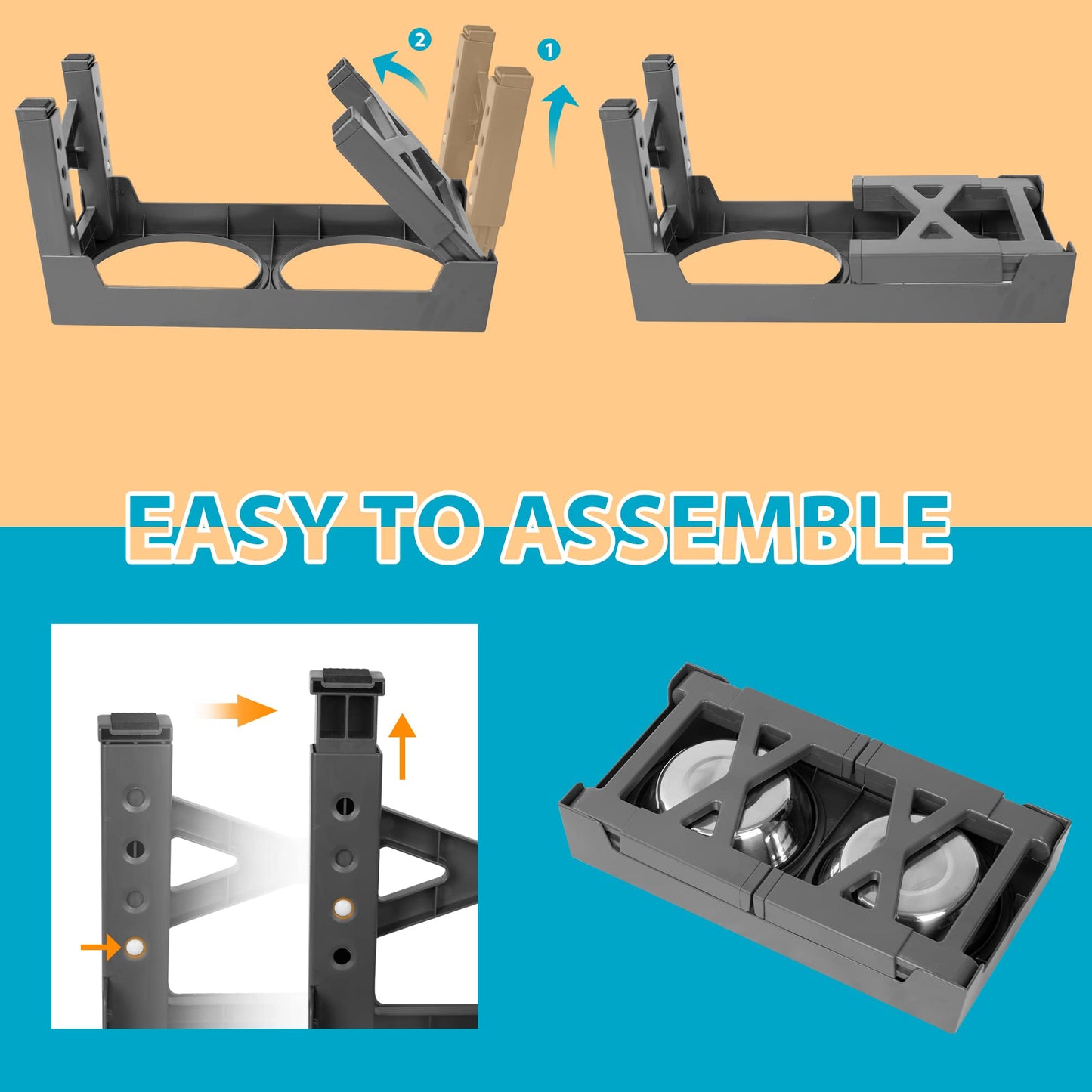 Niubya Elevated Dog Bowls with 2 Stainless Steel Dog Food Bowls, Raised Dog Bowl Adjusts to 5 Heights (3.15", 8.66", 9.84",11.02", 12.2") for Small Medium and Large Dogs