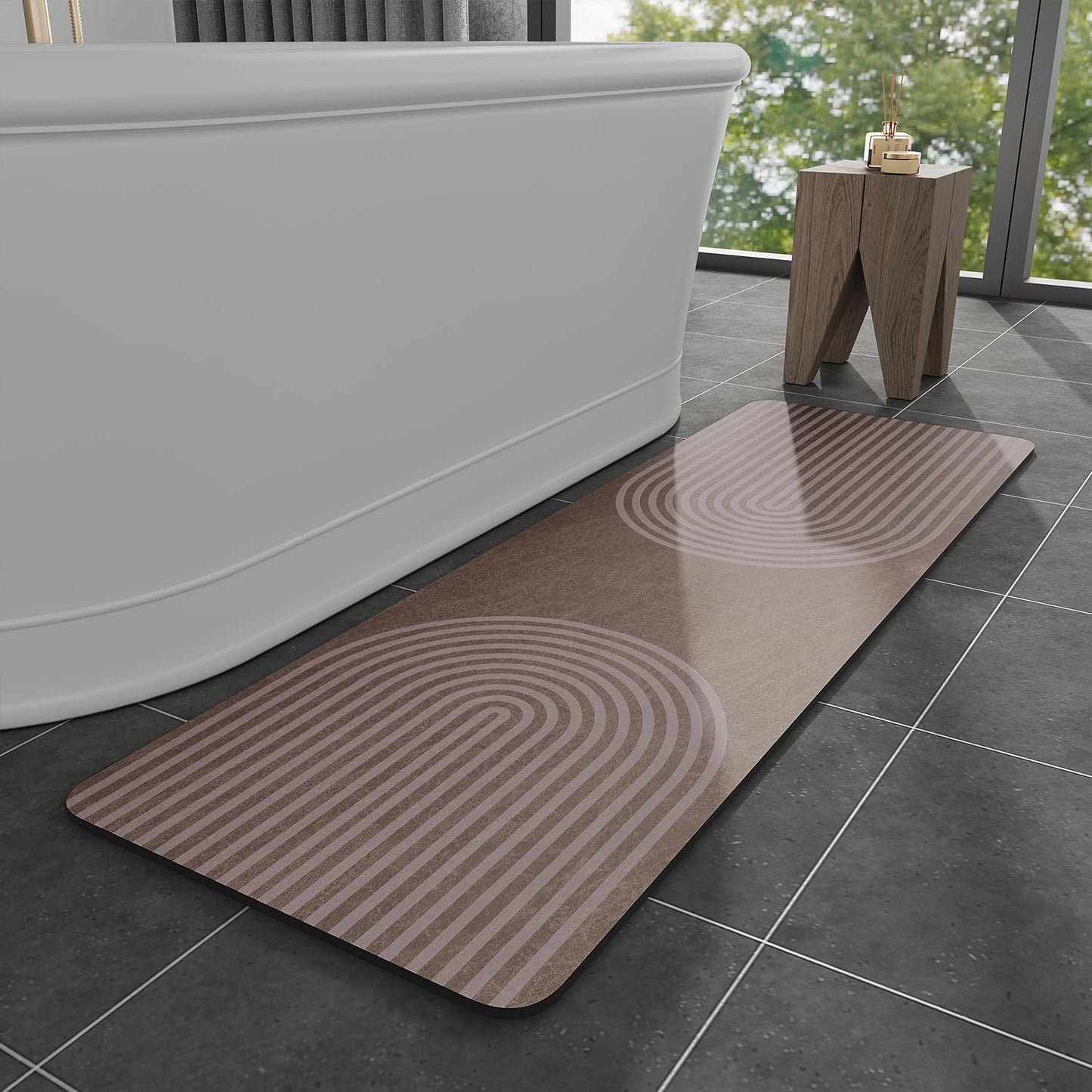 MontVoo -Bath Mat-Rubber Backing Non SlipThin Bathroom Rugs Fit Under Door- Quick Dry Absorbent Faux Suede Surface Grey Bathroom Floor Mats-Shower Rug for in Front of Bathtub Shower Gray 16x24
