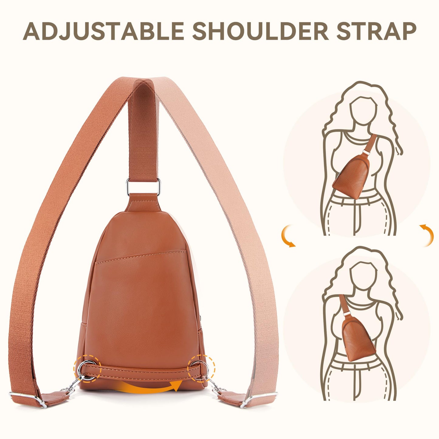 BOSTANTEN Sling Bag for Women Crossbody Bag Cross Body Travel Purse Quilted Vegan Leather Small Fanny Pack