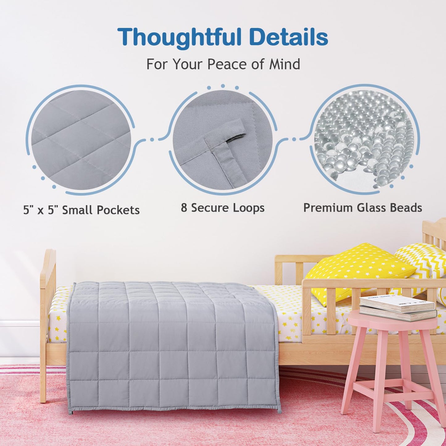 Kivik Weighted Blanket 3 lbs, Small Weighted Blanket 3 Pounds, Mini Heavy Blanket Thorw, Breathable Cooling & Warm Blankets, Machine Washable, 36x48 Inches Grey