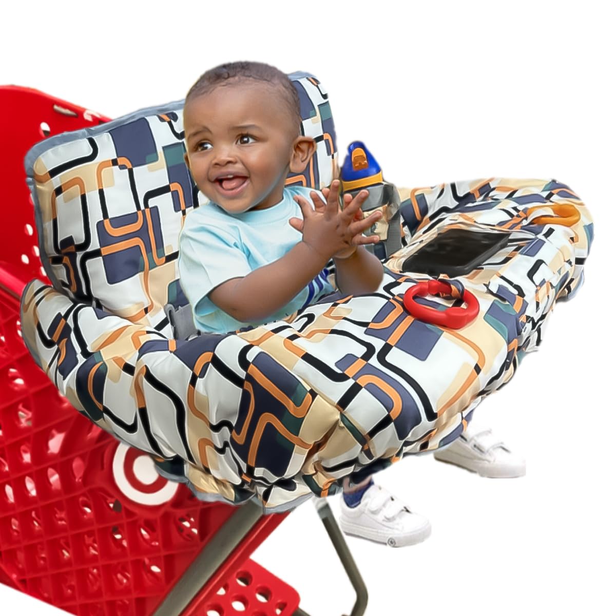 Shopping Cart Cover for Baby Grocery Cart Cover for Baby boy and Baby Girl, High Chair Cover for Baby and Toddler, Baby Registry Gift - Waterproof - Extra Large - Cotton - Double Sided (Orange)