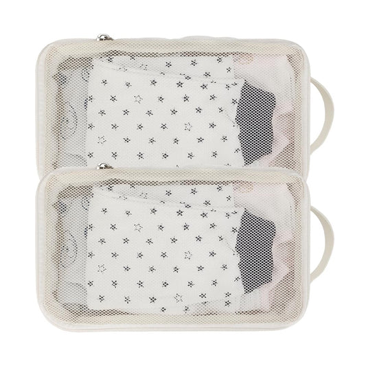 MOMIGO Baby Diaper Bag Organizer Pouches - 2 Pack Waterproof Pod Hanging Diaper Bag Mesh Bag Reusable, Washable or Baby Cloth Diapers (White)