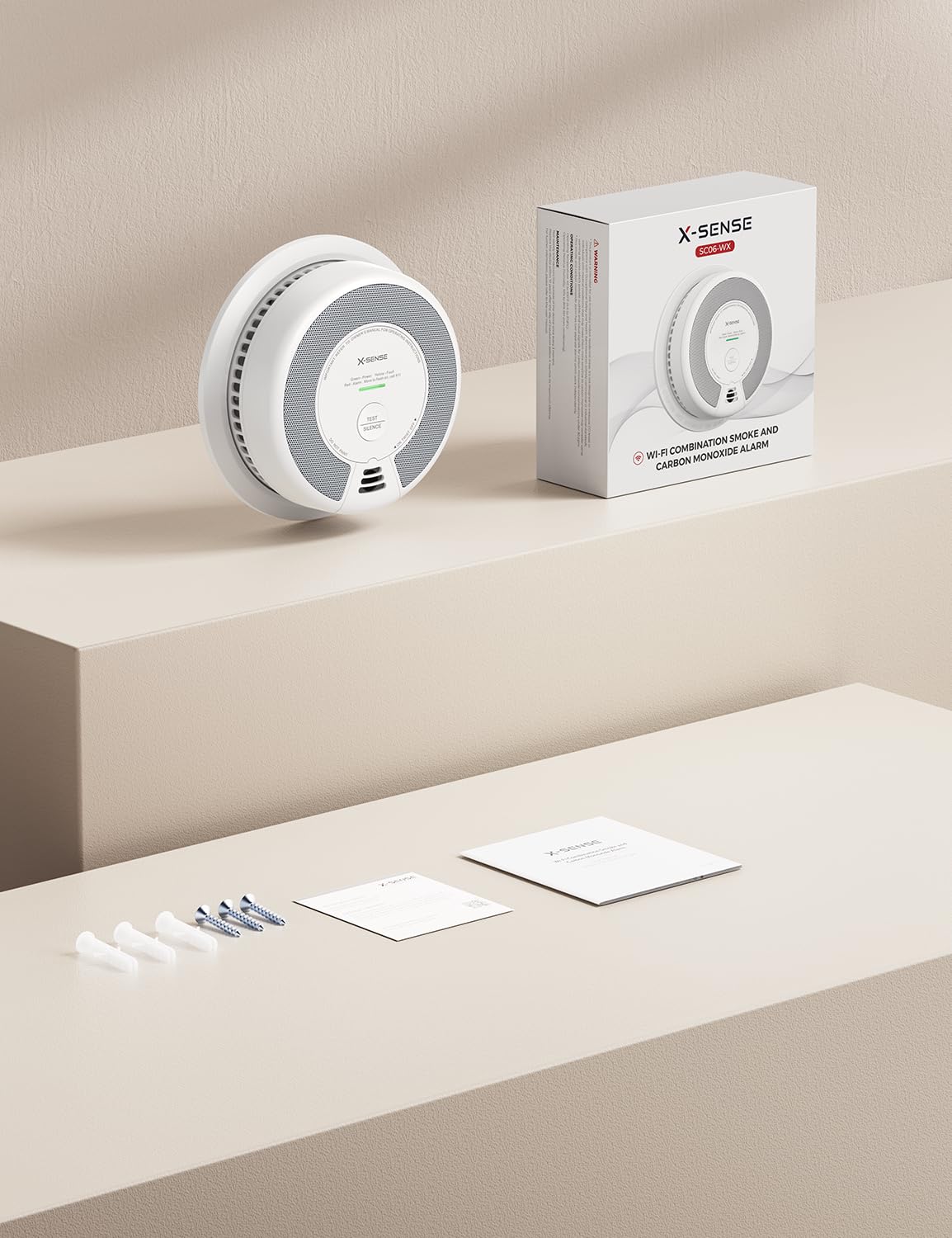 X-Sense Smart Smoke Detector Carbon Monoxide Detector Combo with No Fee App Notification, Replaceable Battery Powered Smoke Detector and Carbon Monoxide Detector, SC06-WX, 1-Pack