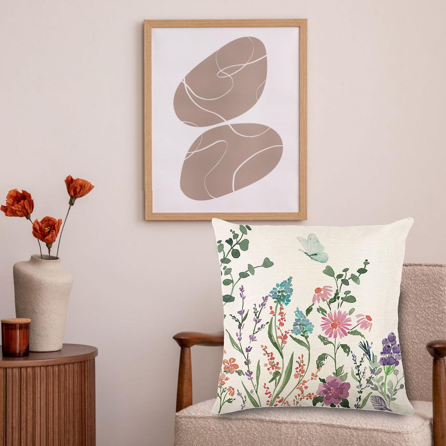 ONFAON Spring Decorations for Home - Spring Pillow Covers 18x18, Outdoor Pillow Covers Springtime Farmhouse Throw Pillow Cover Garden Linen Cushion Case for Home Decor