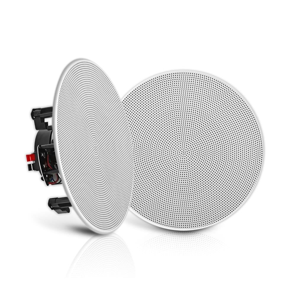 Pyle Pair 5.25” Flush Mount In-wall In-ceiling 2-Way Speaker System Spring Loaded Quick Connections Changeable Round/Square Grill Stereo Sound Polypropylene Cone Polymer Tweeter 150 Watts (PDIC1656)