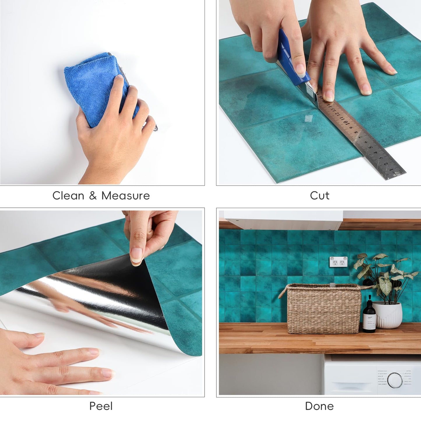 Peel and Stick Backsplash Tiles, 10 Sheets Blue Costa Faux Spanish Handmade Tile for Kitchen, Bathroom, Wall Tile (12" × 12")