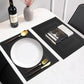 PIGCHCY Placemats Set of 8 Washable Durable Placemat Vinyl Heat Resistant Non-Slip Table Mats Indoor Outdoor (Pure Black)