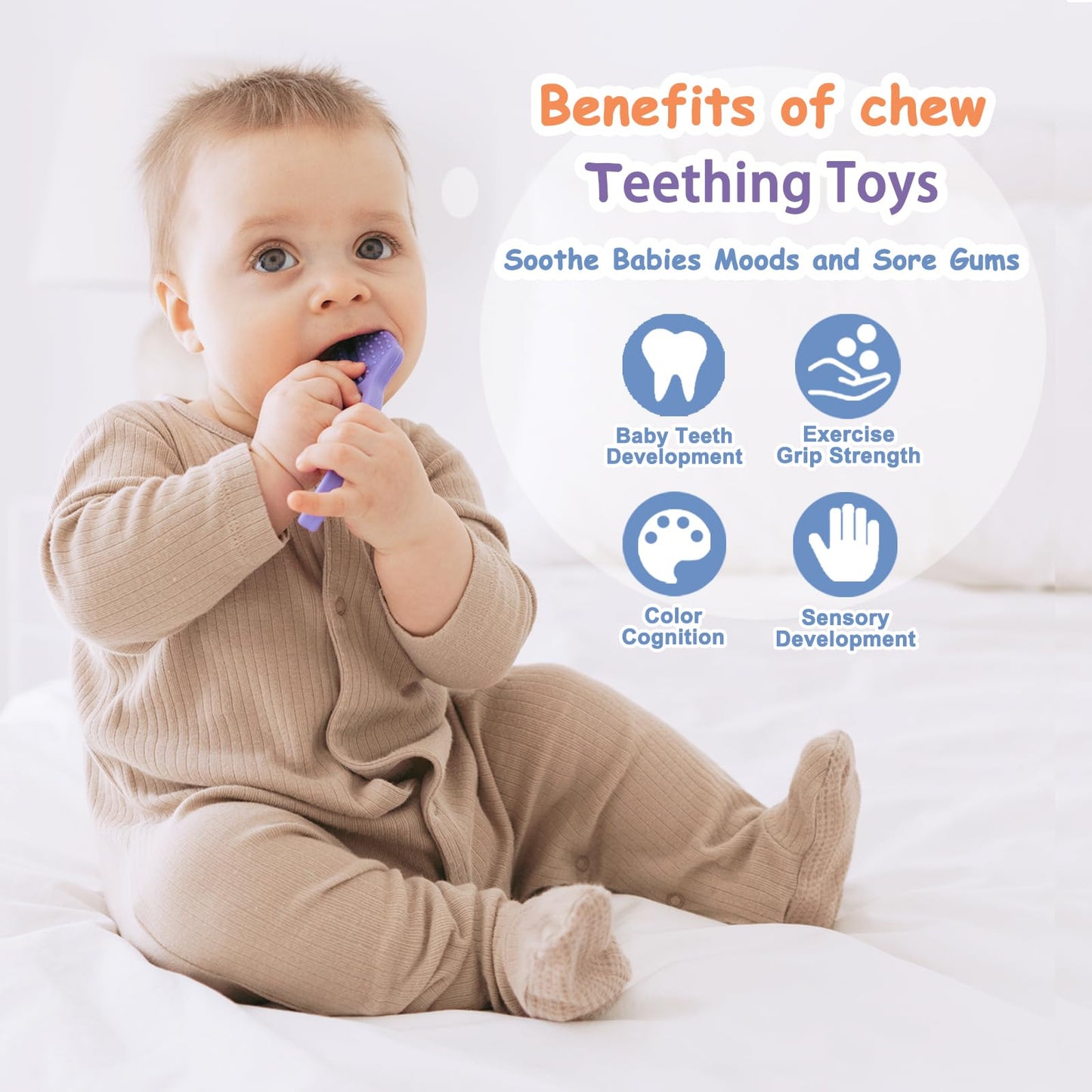 Yoolane® Baby Teether [Original] Silicone Teehing Toys for Babies - Tools Set Teething Relief Chew Toy BPA Free | Stuff & Essential & Gift for Toddler Infant Boy Girl 3+ Months | 4 Pieces