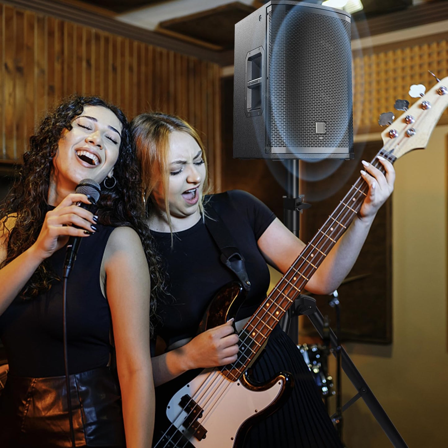 GZGDLJQ Speaker Stands Pair, Universal Speaker Tripod Stand Adjustable Height from 35 to 60 Inch Heavy Duty with 35 MM Compatible Insert for Stage