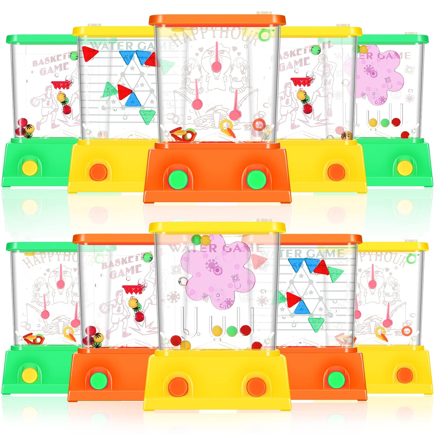 Sumind 10 Pieces Handheld Water Game for Kids Mini Water Ring Toss and Basketball Hoop Toy 90s Retro Mini Games for Goodie Bags Stuffers Birthday Return Gifts Classroom Rewards(Fresh Style)