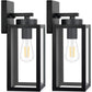 Outdoor Wall Light Fixtures, Exterior Waterproof Lanterns, Porch Sconces Wall Mounted Lighting with E26 Sockets & Glass Shades, Modern Matte Black Wall Lamps for Patio Front Door Entryway, 2-Pack