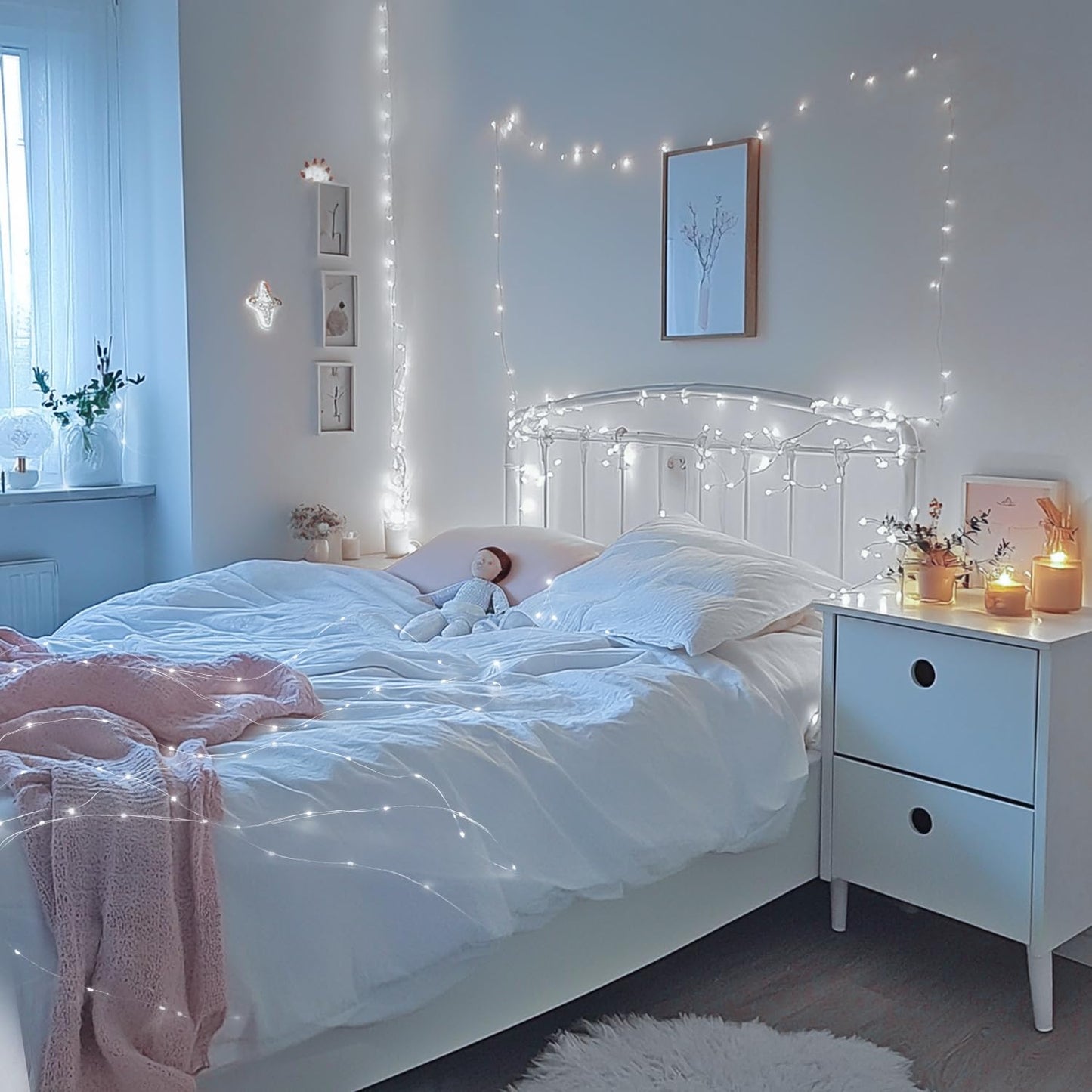 JMEXSUSS 4 Pack 50 LED White Fairy Lights Battery Operated - 16.1ft Mini Christmas Twinkle Lights Indoor Outdoor Waterproof for Garden Patio Party Wedding Birthday Holiday Decorations