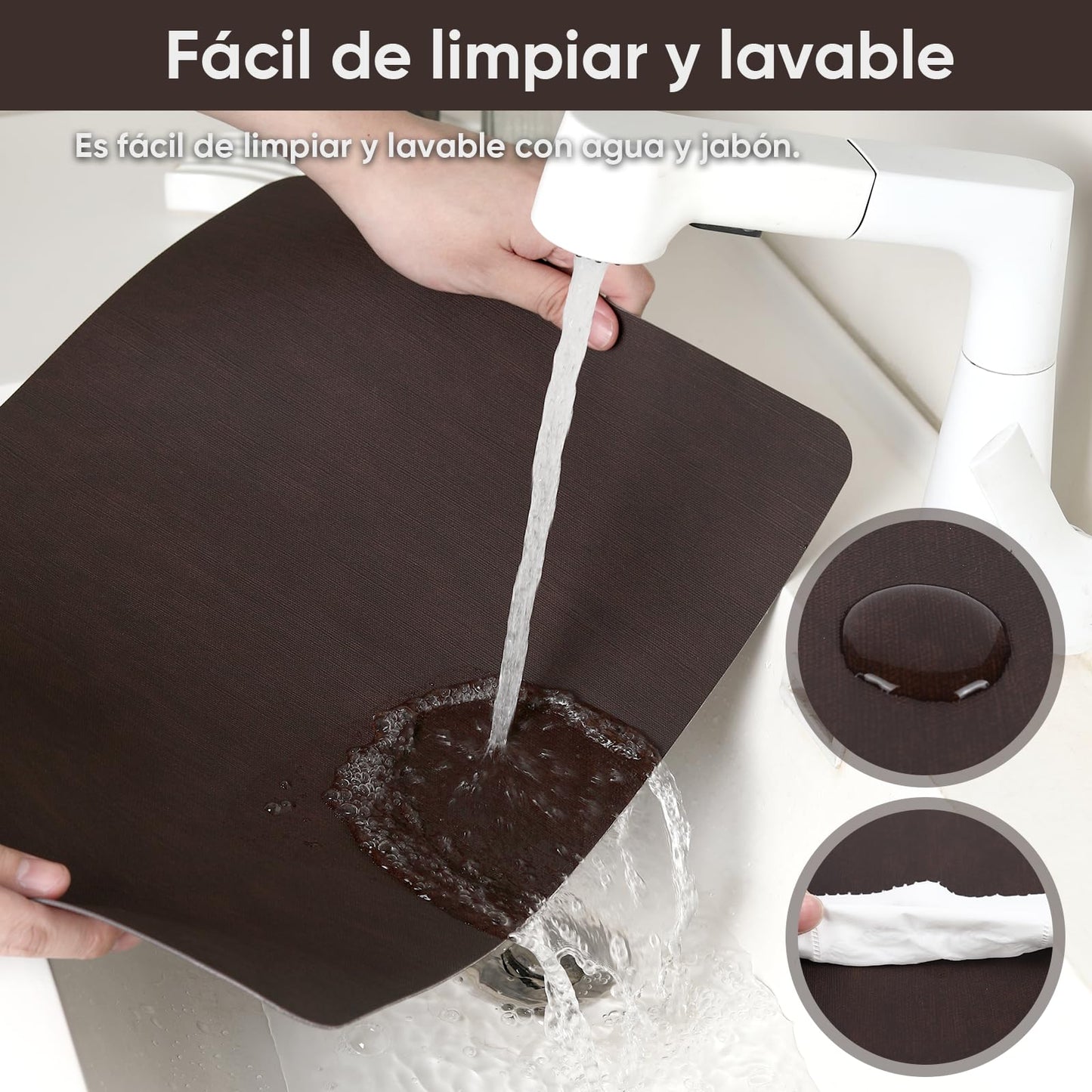 Luxury Brown Faux Leather Placemats Set of 6 – Heat Resistant, Waterproof, Non-Slip, Wipeable, Stain-Resistant Table Mats – Modern Dining Table Décor, Easy to Clean & Washable